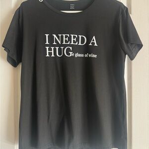 SHEIN Black Short Sleeve Tee with White Text